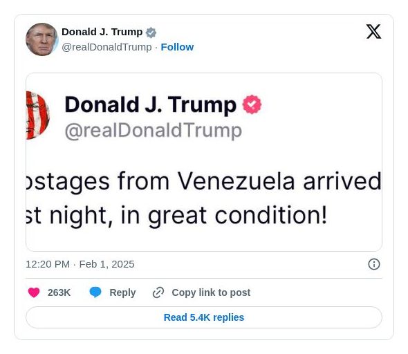 Post image from Donald Trump