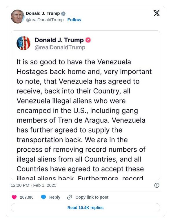 Post image from Donald Trump