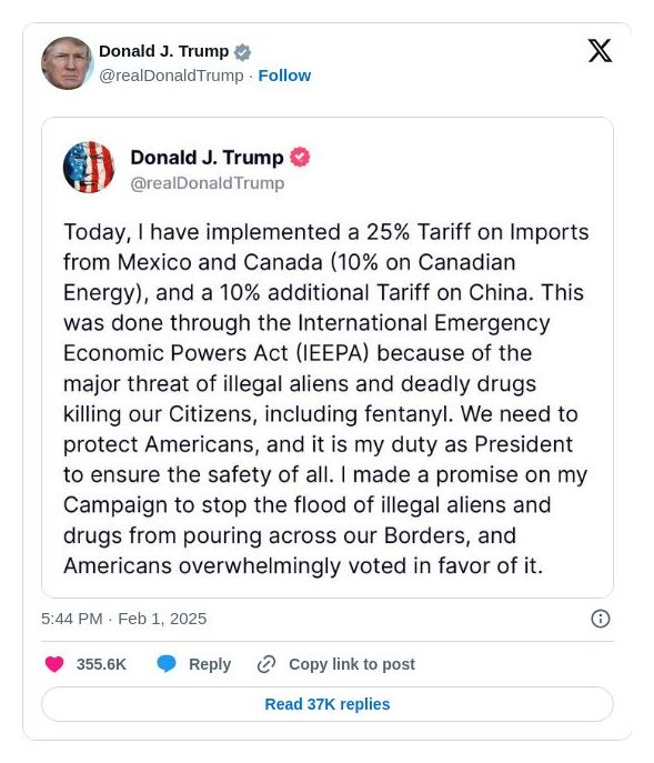 Post image from Donald Trump