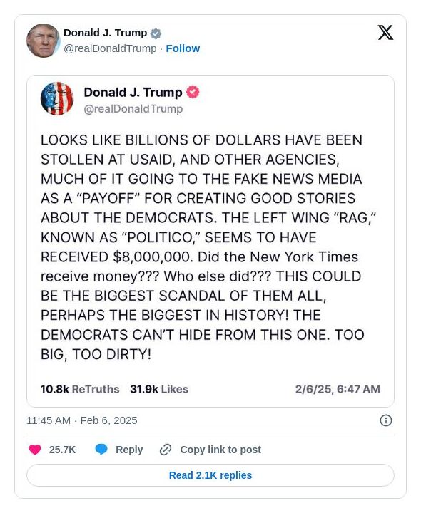 Post image from Donald Trump