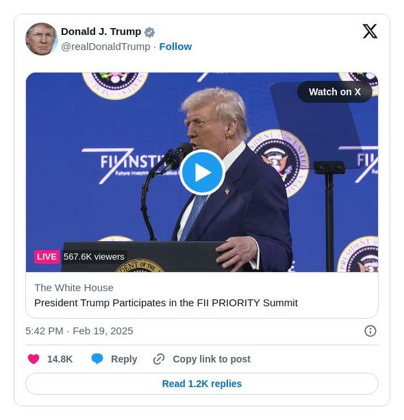 Post image from Donald Trump