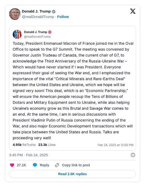 Post image from Donald Trump