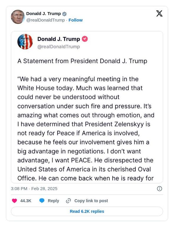 Post image from Donald Trump