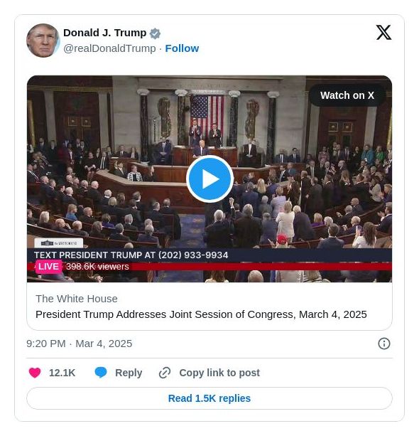 Post image from Donald Trump