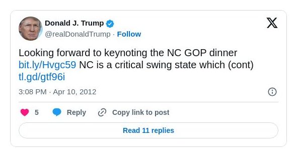 Post image from Donald Trump