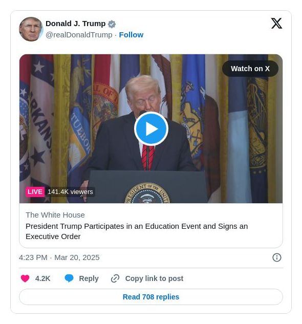 Post image from Donald Trump