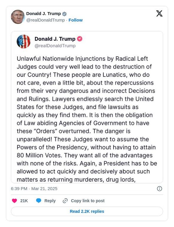 Post image from Donald Trump