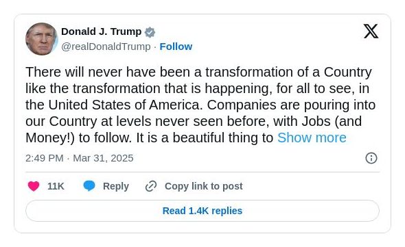 Post image from Donald Trump