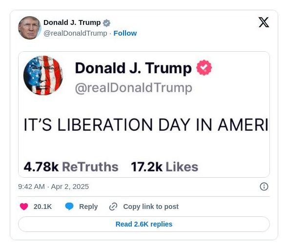 Post image from Donald Trump