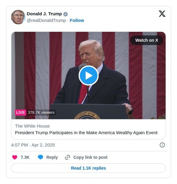 Post image from Donald Trump