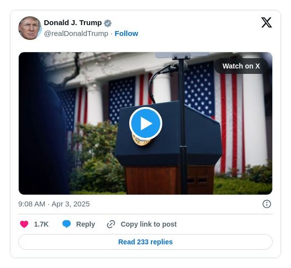 Post image from Donald Trump