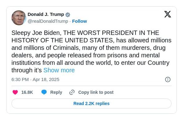 Post preview from Donald Trump