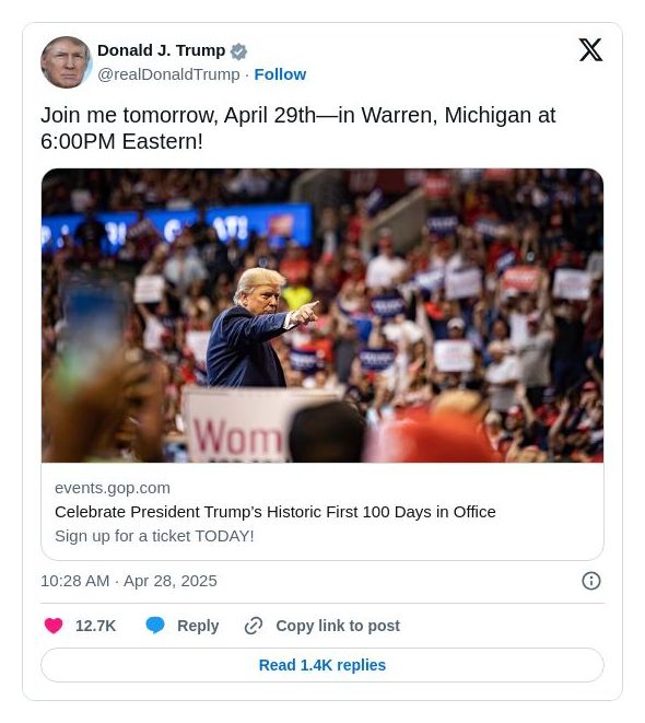 Post image from Donald Trump