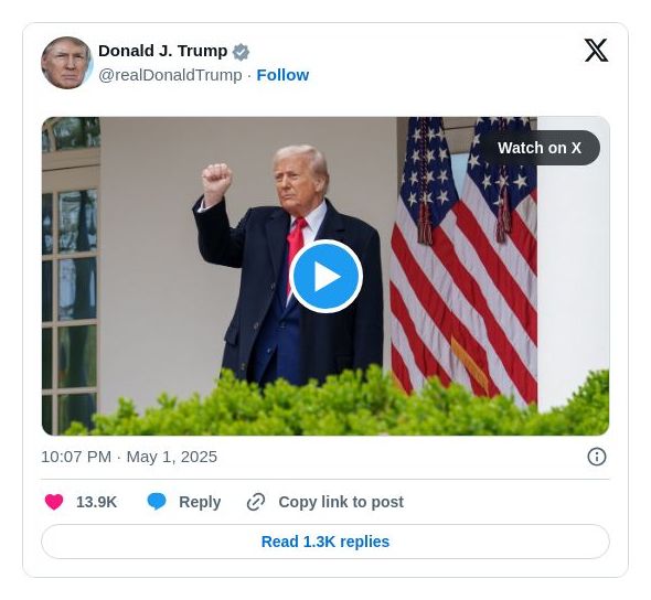 Post image from Donald Trump