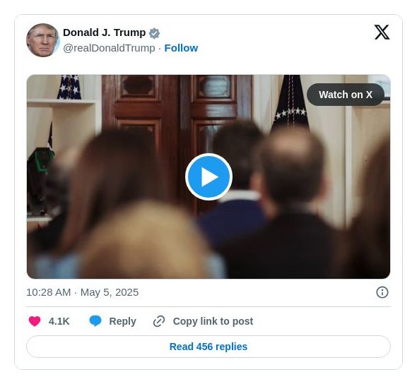 Post image from Donald Trump