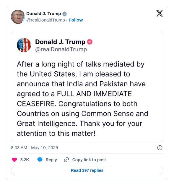 Post image from Donald Trump