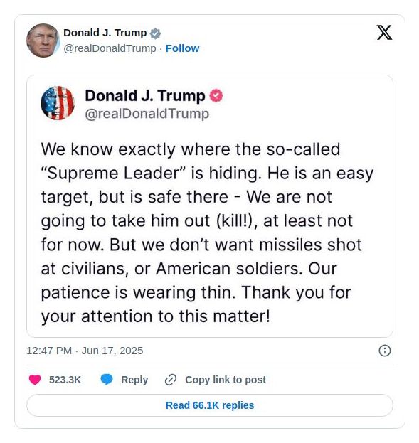 Post image from Donald Trump