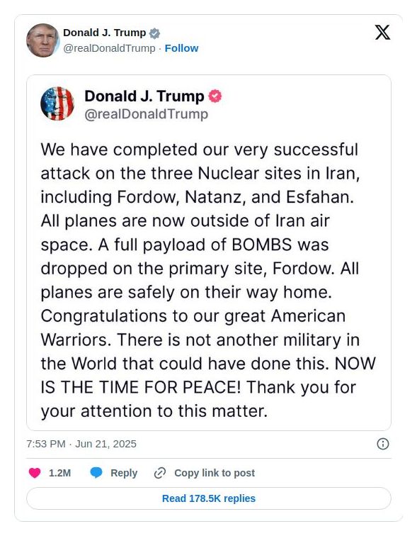 Post image from Donald Trump