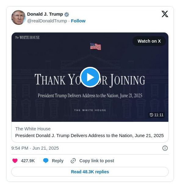 Post image from Donald Trump