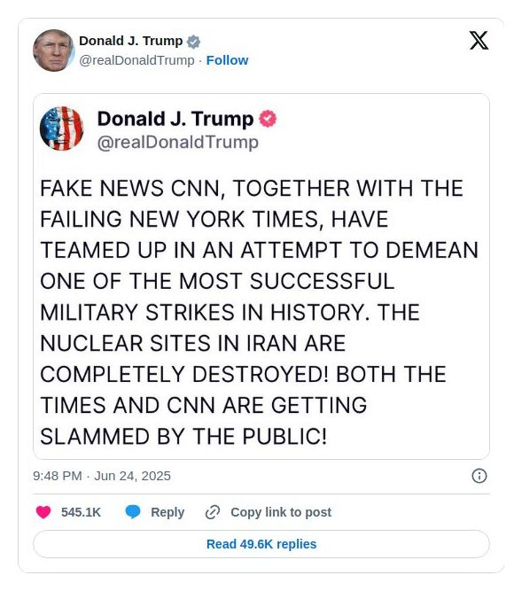 Post image from Donald Trump