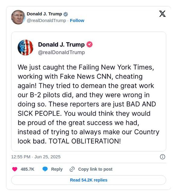 Post image from Donald Trump