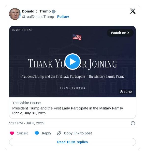 Post image from Donald Trump