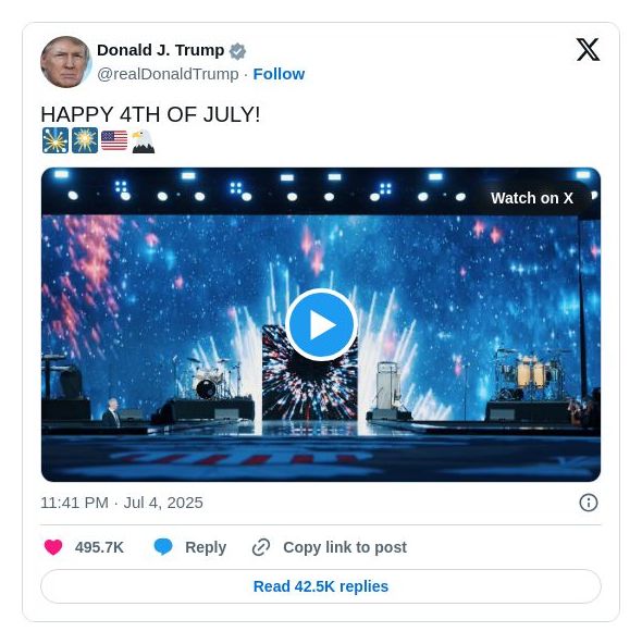 Post image from Donald Trump