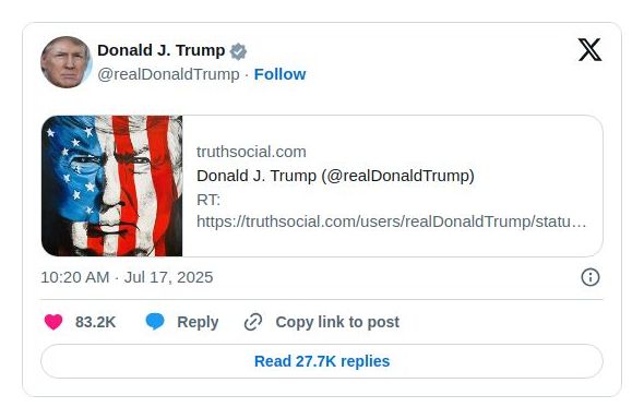 Post image from Donald Trump