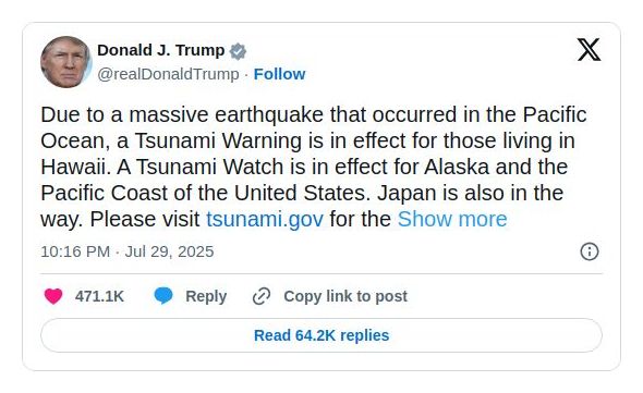 Post image from Donald Trump