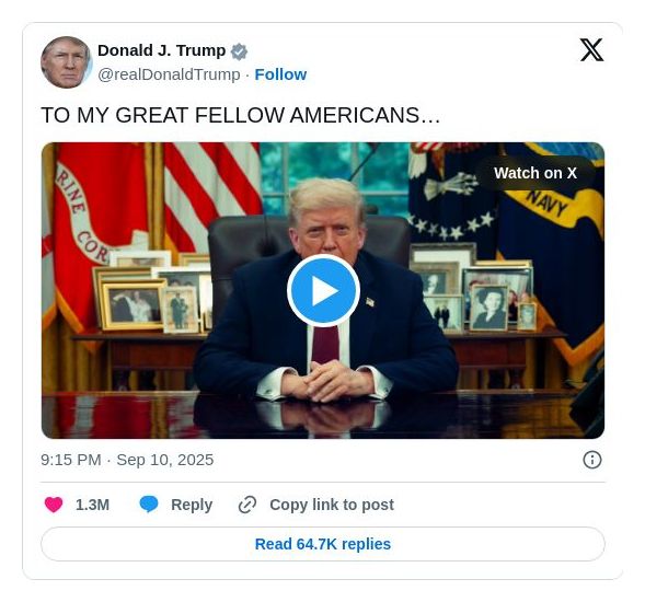 Post image from Donald Trump