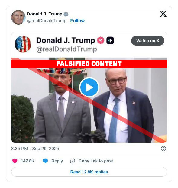 Post image from Donald Trump