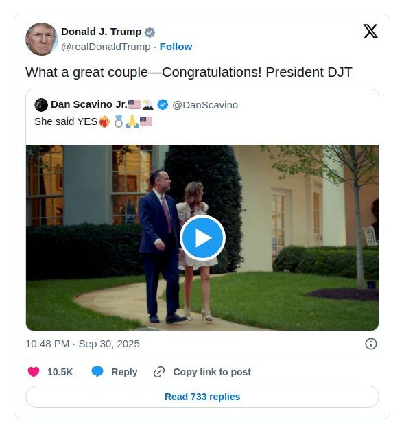 Post image from Donald Trump