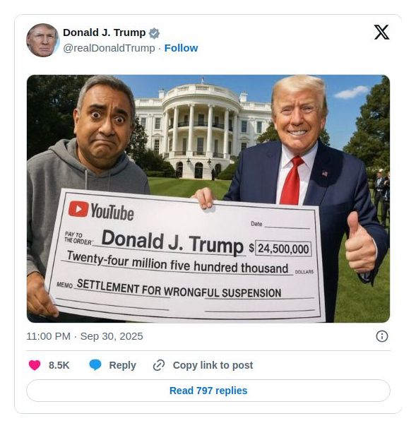 Post image from Donald Trump