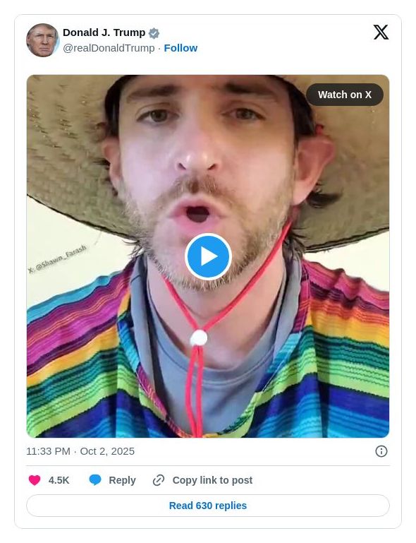 Post image from Donald Trump