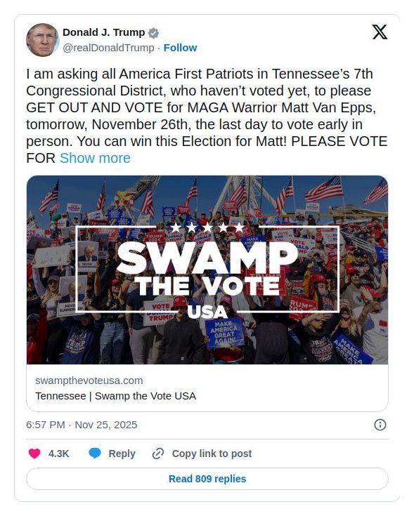 Post image from Donald Trump