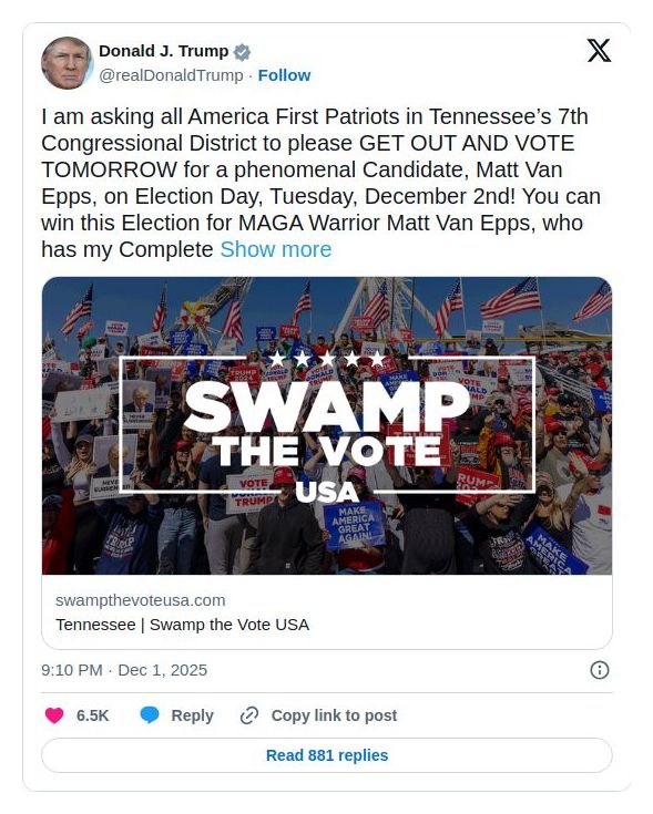 Post image from Donald Trump