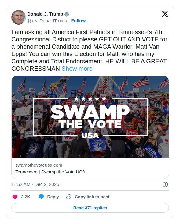 Post image from Donald Trump