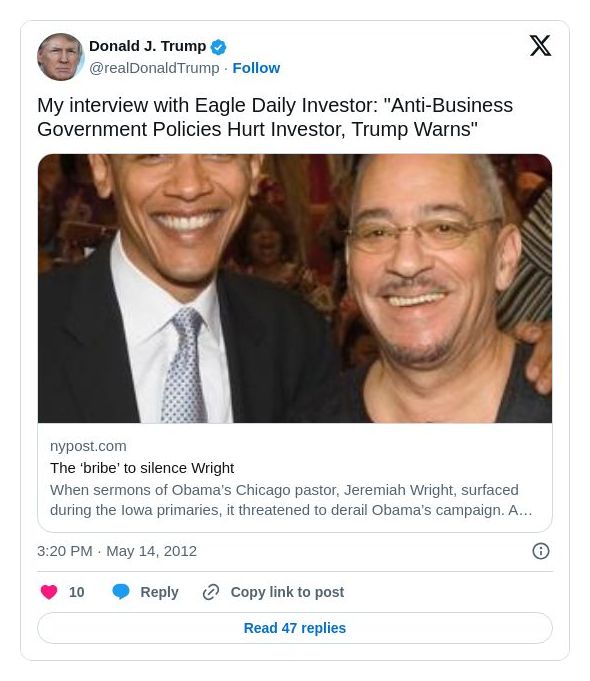 Post image from Donald Trump