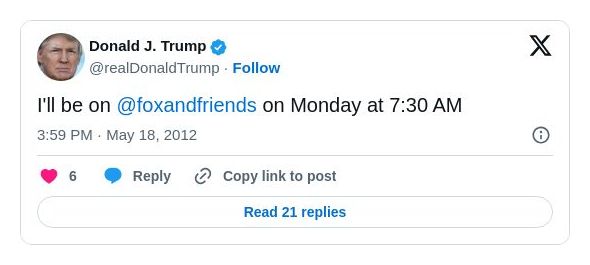 Post image from Donald Trump