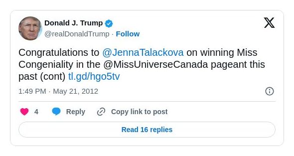 Post image from Donald Trump