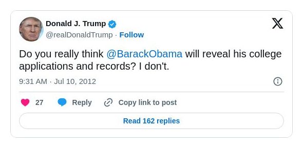 Post image from Donald Trump