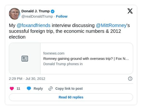 Post image from Donald Trump