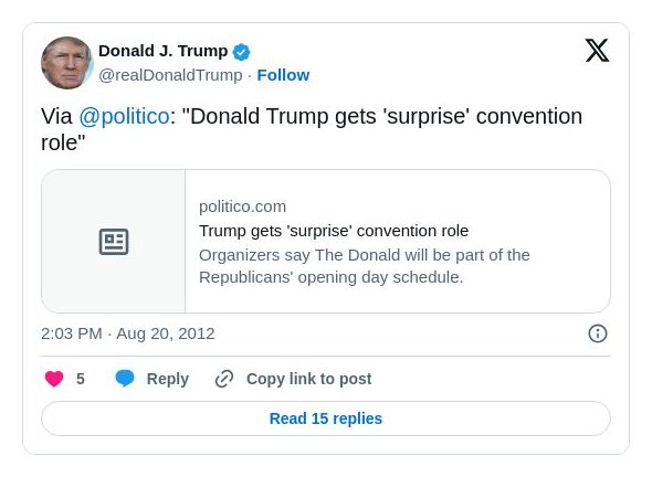 Post image from Donald Trump