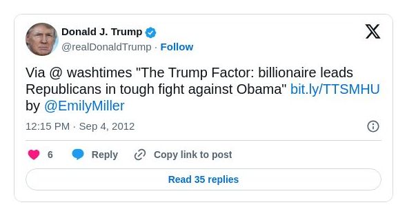 Post image from Donald Trump