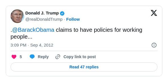 Post image from Donald Trump