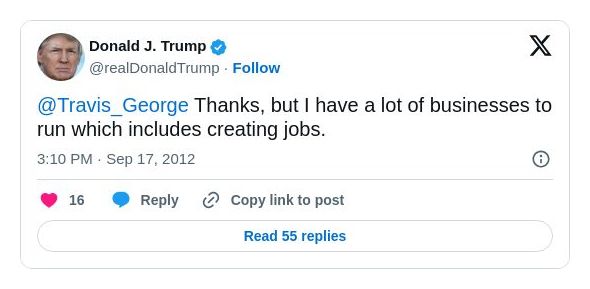 Post image from Donald Trump