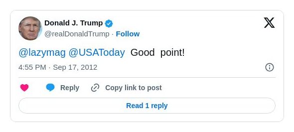 Post image from Donald Trump