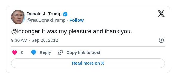 Post image from Donald Trump