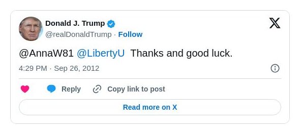 Post image from Donald Trump