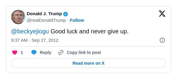 Post image from Donald Trump